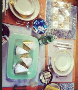 Home-made lemon cake for breakfast at boutique hotel Villa Mangili, Rome.